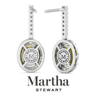 Martha Stewart 2 1/2 Carat Oval Shape Fancy Yellow Lab Grown Diamond Drop Earrings In Sterling Silver