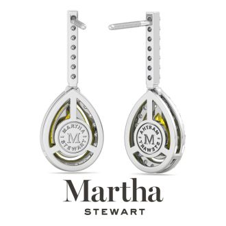 Martha Stewart 2 1/2 Carat Pear Shape Fancy Yellow Lab Grown Diamond Drop Earrings In Sterling Silver