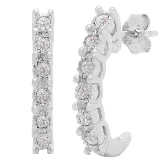 Estate Jewelry 1/4 Carat Natural Diamond J Hoop Earrings In Sterling Silver J-K, I2-I3