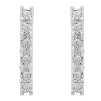 Estate Jewelry 1/4 Carat Natural Diamond J Hoop Earrings In Sterling Silver J-K, I2-I3