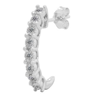 Estate Jewelry 1/4 Carat Natural Diamond J Hoop Earrings In Sterling Silver G-H, I2-I3