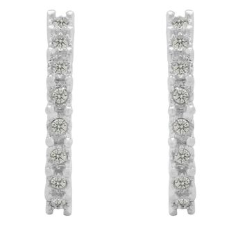 Estate Jewelry 1/4 Carat Natural Diamond J Hoop Earrings In Sterling Silver J-K, I2-I3