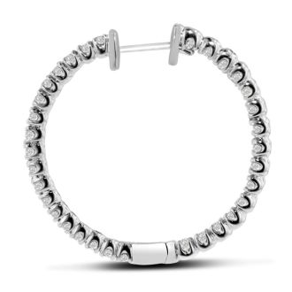 Estate Jewelry 3ct Endless Created Diamond Hoop Earrings In Sterling Silver, 1 Inch