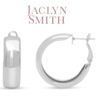 Jaclyn Smith Thick Silver Hoop Earrings, 1 Inch