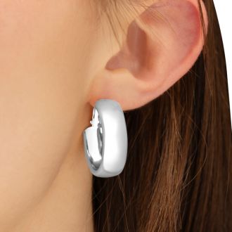 Jaclyn Smith Thick Silver Hoop Earrings, 1 Inch