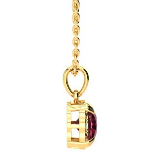 Garnet Necklace: Garnet Jewelry: 2 1/2ct Cushion Cut Garnet and Diamond Necklace In 10K Yellow Gold