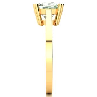 2ct Cushion Cut Green Amethyst and Diamond Ring in 10K Yellow Gold