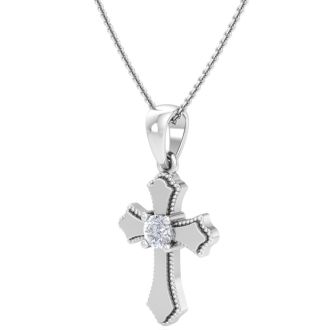 1/14ct Diamond Cross Pendant in 10k White Gold