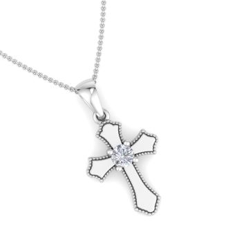 1/14ct Diamond Cross Pendant in 10k White Gold