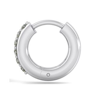 Estate Jewelry 1/8 Carat Diamond Single Mens Hoop Earring In 14 Karat White Gold