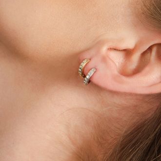 Estate Jewelry 1/8 Carat Diamond Single Mens Hoop Earring In 14 Karat White Gold