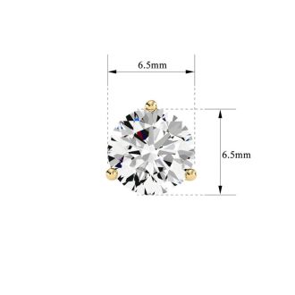 1 Carat Moissanite Martini Single Stud Earring In 14K Yellow Gold 