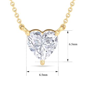 1 Carat Heart Shape Lab Grown Diamond Solitaire Necklace In 14 Karat Yellow Gold