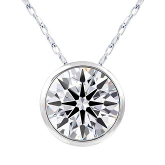 1 Carat Round Shape Lab Grown Diamond Solitaire Necklace In 14K White Gold