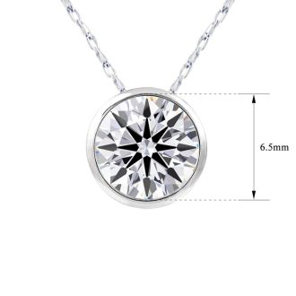 1 Carat Round Shape Lab Grown Diamond Solitaire Necklace In 14K White Gold