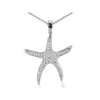Estate Jewelry 1/3ct Large Starfish Diamond Pendant in 14 Karat White Gold