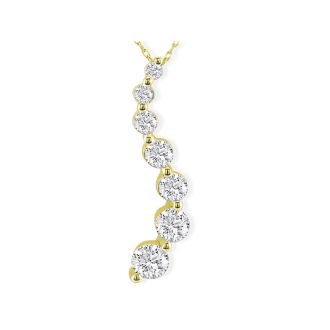 Estate Jewelry 1 Carat 7 Diamond Journey Pendant 14 Karat Yellow Gold