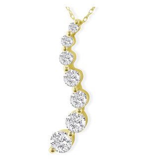 Estate Jewelry 1 Carat 7 Diamond Journey Pendant 14 Karat Yellow Gold