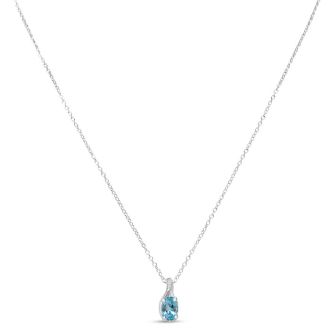 Estate Jewelry Oval Shape Blue Gemstone Necklace In Sterling Silver