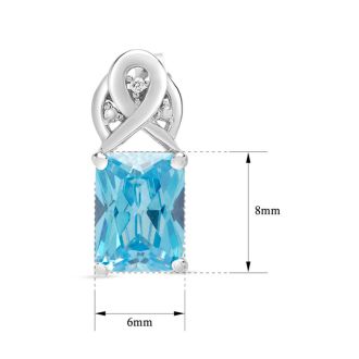 Estate Jewelry Emerald Shape Blue Gemstone Earrings In Sterling Silver