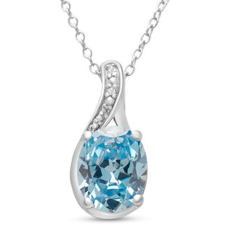 Estate Jewelry Oval Shape Blue Gemstone Necklace In Sterling Silver