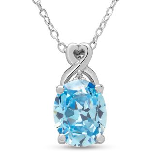 Estate Jewelry Oval Shape Blue Gemstone Necklace In Sterling Silver