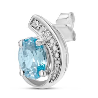 Estate Jewelry Oval Shape Blue Gemstone Earrings In Sterling Silver