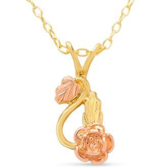Estate Jewelry Black Hills Style Rose Necklace In 10 Karat Yellow & Rose Gold, 18 Inches