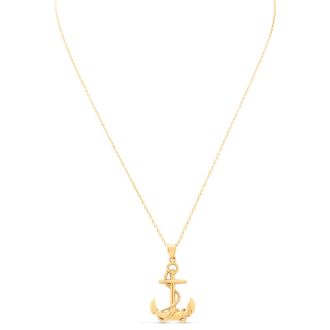 Estate Jewelry One Inch Anchor Pendant Charm In 14 Karat Yellow Gold