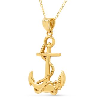 Estate Jewelry One Inch Anchor Pendant Charm In 14 Karat Yellow Gold