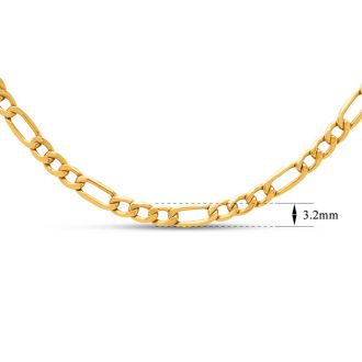 Estate Jewelry 3.2mm Figaro Link Chain In 10 Karat Yellow Gold, 22 Inches