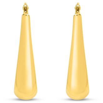 Estate Jewelry 14 Karat Yellow Gold Long Dangle Hoop Earrings