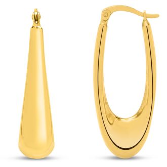 Estate Jewelry 14 Karat Yellow Gold Long Dangle Hoop Earrings