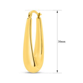 Estate Jewelry 14 Karat Yellow Gold Long Dangle Hoop Earrings