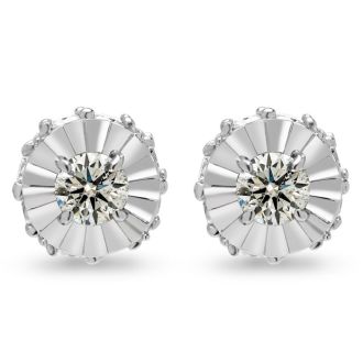 Estate Jewelry 2 Carat Diamond Plus-Styled Stud Earrings In 14 Karat White Gold