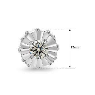 Estate Jewelry 2 Carat Diamond Plus-Styled Stud Earrings In 14 Karat White Gold