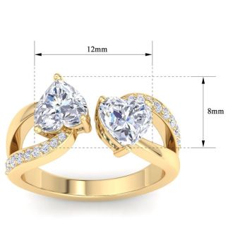 4 1/4 Carat Lab Grown Diamond Two Stone Engagement Ring In 14 Karat Yellow Gold, Heart