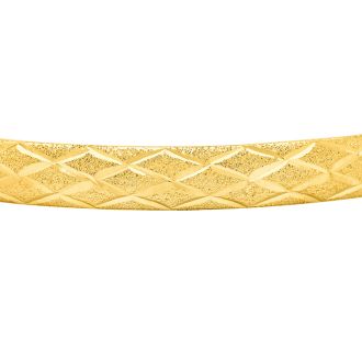 10 Karat Yellow Gold Flexible Diamond Cut Bangle Bracelet, 7 Inches