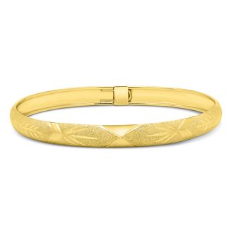 10 Karat Yellow Gold Flexible Diamond Cut Bangle Bracelet, 7 Inches