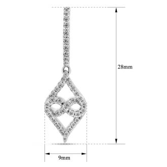 Estate Jewelry 3/8 Carat Diamond Infinity Dangle Earrings In White Gold