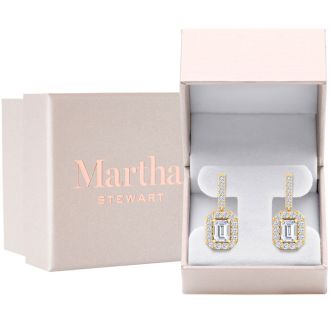Martha Stewart 6 Carat Emerald Cut Lab Grown Diamond Drop Earrings In 14 Karat Yellow Gold
