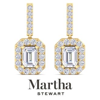 Martha Stewart 6 Carat Emerald Cut Lab Grown Diamond Drop Earrings In 14 Karat Yellow Gold