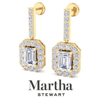 Martha Stewart 6 Carat Emerald Cut Lab Grown Diamond Drop Earrings In 14 Karat Yellow Gold