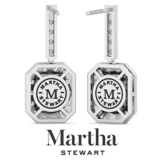 Martha Stewart 6 Carat Emerald Cut Lab Grown Diamond Drop Earrings In Sterling Silver