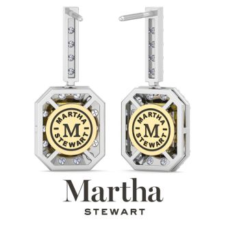 Martha Stewart 6 Carat Emerald Cut Fancy Yellow Lab Grown Diamond Drop Earrings In 14 Karat White Gold