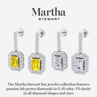 Martha Stewart 6 Carat Emerald Cut Fancy Yellow Lab Grown Diamond Drop Earrings In 14 Karat Yellow Gold