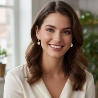 Martha Stewart 6 Carat Emerald Cut Fancy Yellow Lab Grown Diamond Drop Earrings In 14 Karat Yellow Gold