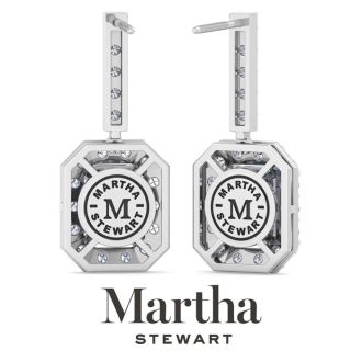 Martha Stewart 8 Carat Emerald Cut Lab Grown Diamond Drop Earrings In 14 Karat White Gold