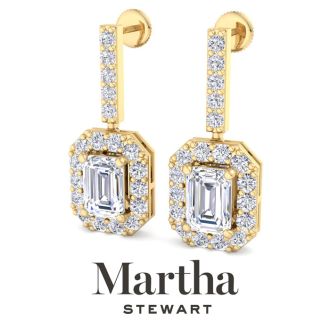 Martha Stewart 8 Carat Emerald Cut Lab Grown Diamond Drop Earrings In 14 Karat Yellow Gold