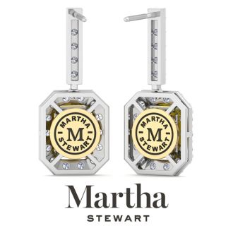 Martha Stewart 8 Carat Emerald Cut Fancy Yellow Lab Grown Diamond Drop Earrings In 14 Karat White Gold